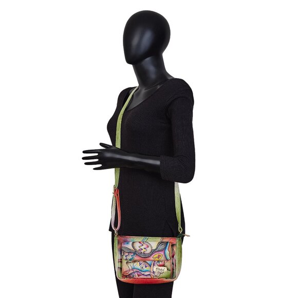 Hand-Painted Leather Crossbody Bag for Women with Abstract Artwork, Sling Bag - Picture 7 of 7